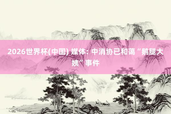 2026世界杯(中国) 媒体: 中消协已和蔼“鹅腿大姨”事件
